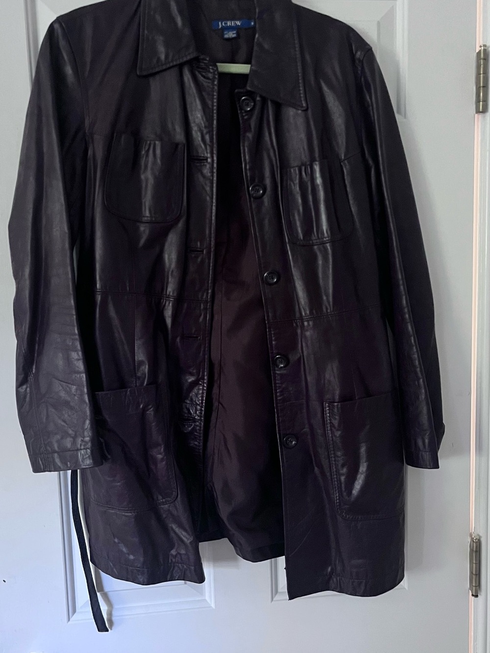 J. Crew Men’s Black Leather Trench Coat